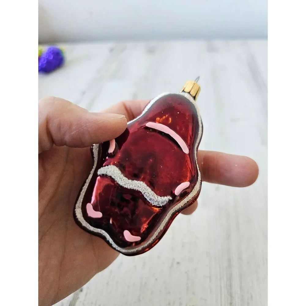 Glass‎ gingerbread ornament set flocked